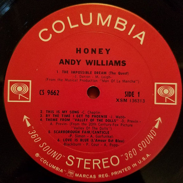 Andy Williams : Honey (LP, Album, Ter)