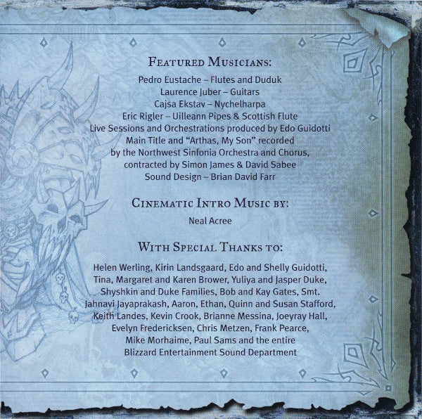 Russell Brower, Derek Duke, Glenn Stafford : World Of Warcraft: Wrath Of The Lich King Soundtrack (CD)