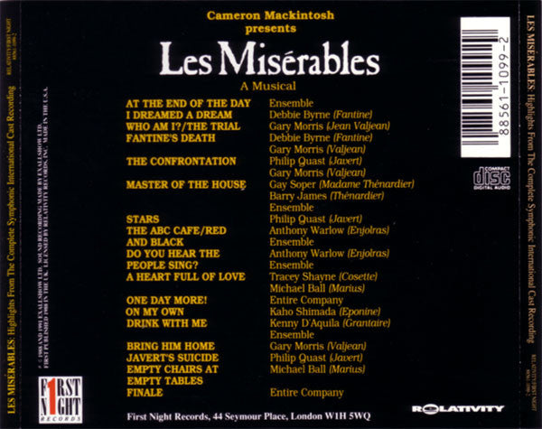Alain Boublil & Claude-Michel Schönberg - Les Misérables: Highlights From The Complete Symphonic International Cast Recording (CD) (G+) - Endless Media