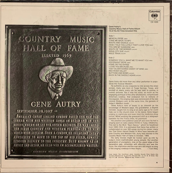 Gene Autry - Gene Autry's Country Music Hall Of Fame Album (LP) (VG+) - Endless Media