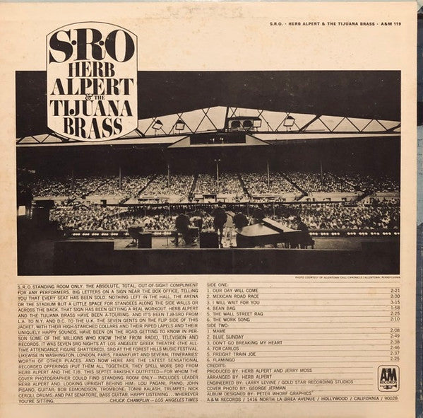 Herb Alpert & The Tijuana Brass : S.R.O. (LP, Album)