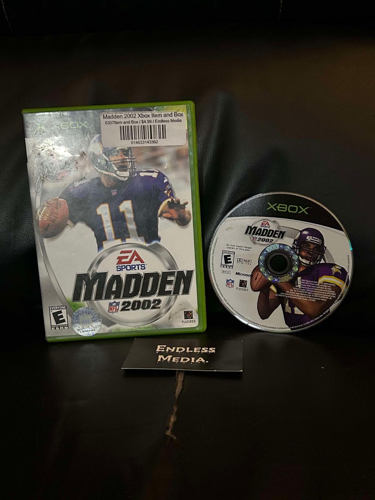 Madden 2002 Microsoft Xbox Item and Box Video Game