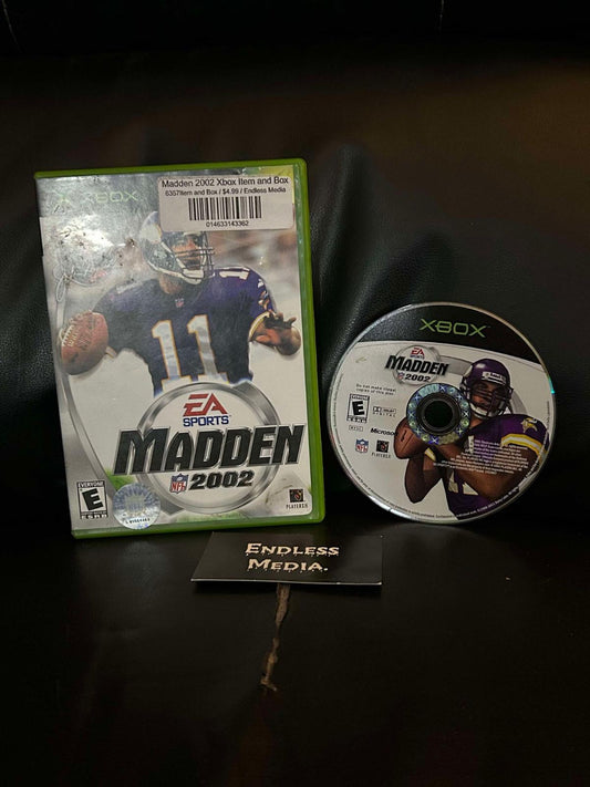 Madden 2002 Microsoft Xbox Item and Box Video Game