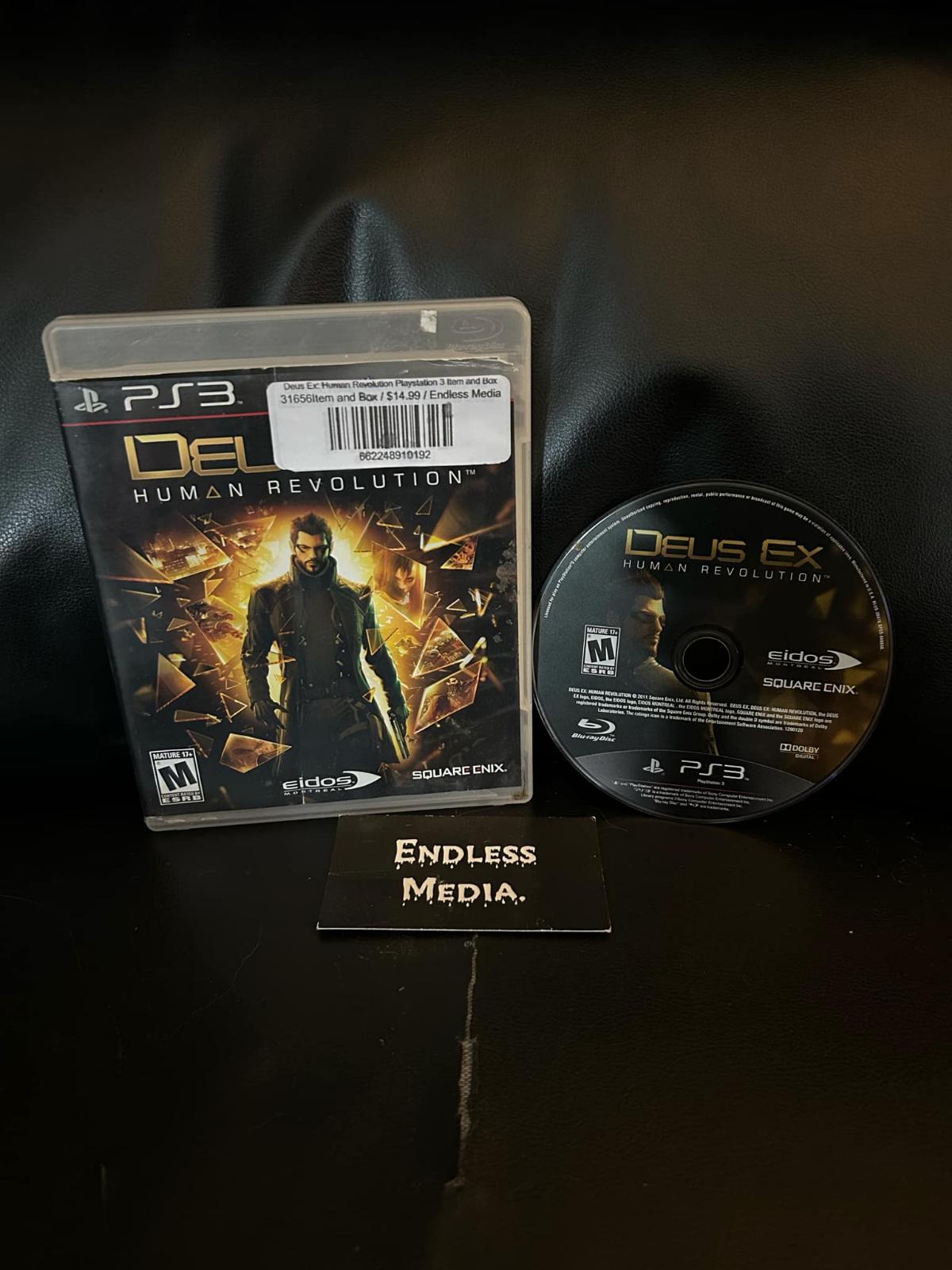 Deus Ex: Human Revolution Sony Playstation 3 Item and Box Video Game