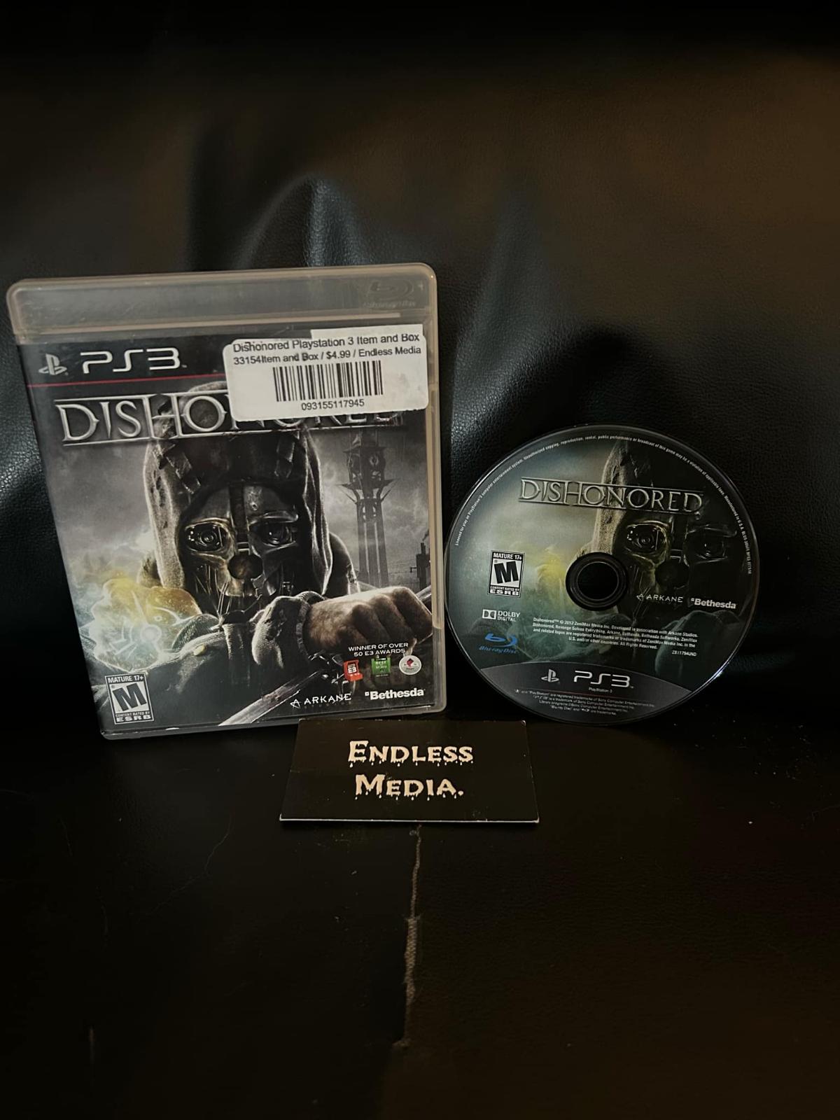 Dishonored Sony Playstation 3 Item and Box Video Game