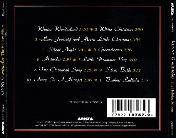 Kenny G (2) : Miracles - The Holiday Album (CD, Album)