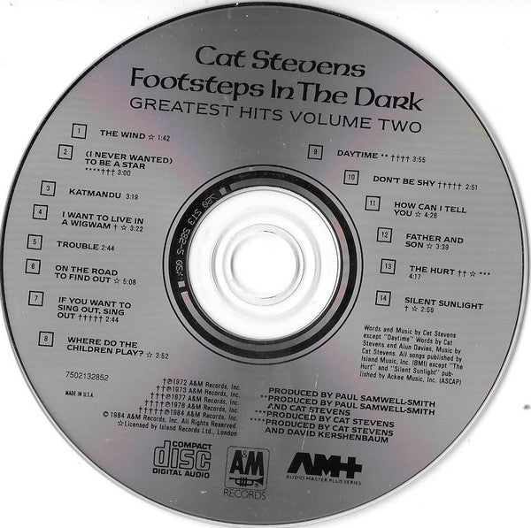 Cat Stevens : Footsteps In The Dark (Greatest Hits Volume Two) (CD, Comp, RE)