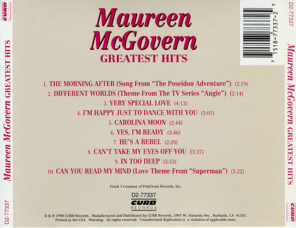 Maureen McGovern : Greatest Hits (CD, Comp)