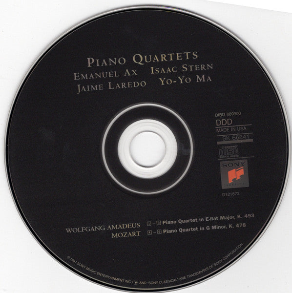 Wolfgang Amadeus Mozart, Emanuel Ax, Isaac Stern, Jaime Laredo, Yo-Yo Ma : The Piano Quartets (CD, Club, SBM)