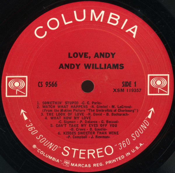 Andy Williams - Love, Andy (LP) (VG) - Endless Media