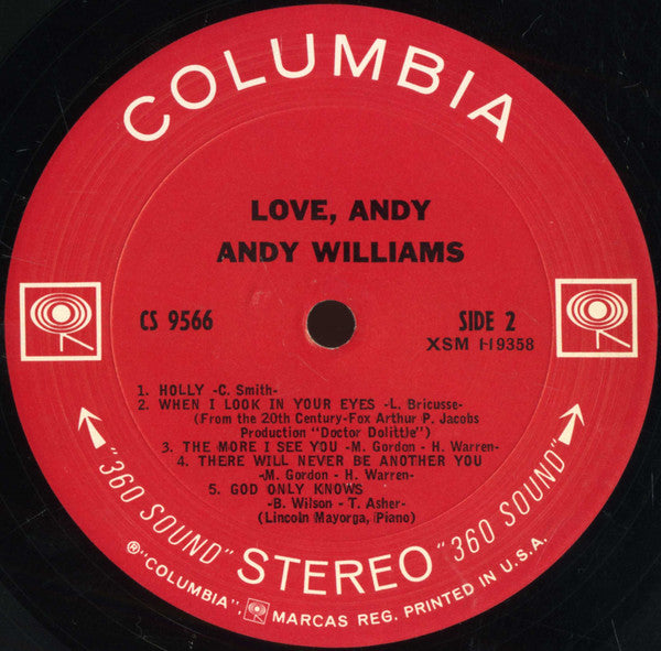 Andy Williams - Love, Andy (LP) (VG) - Endless Media
