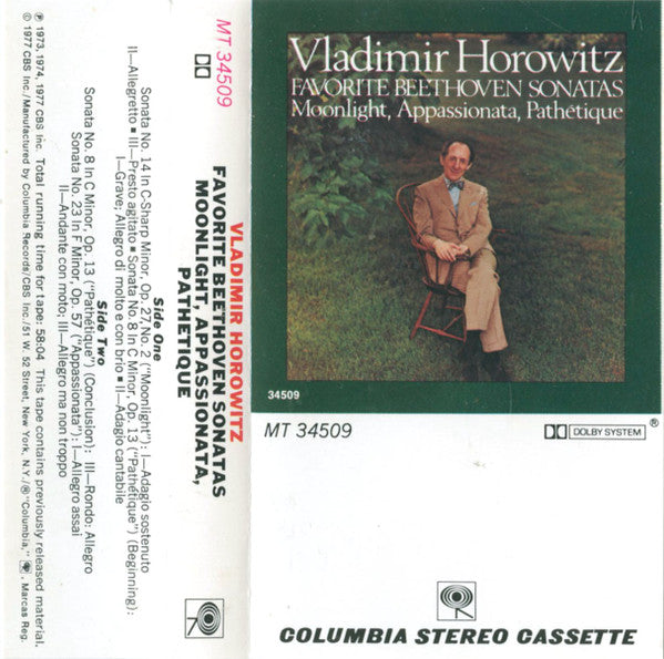 Ludwig van Beethoven : Vladimir Horowitz : Favorite Beethoven Sonatas: Moonlight, Appassionata, Pathétique (Cass, Comp, Dol)