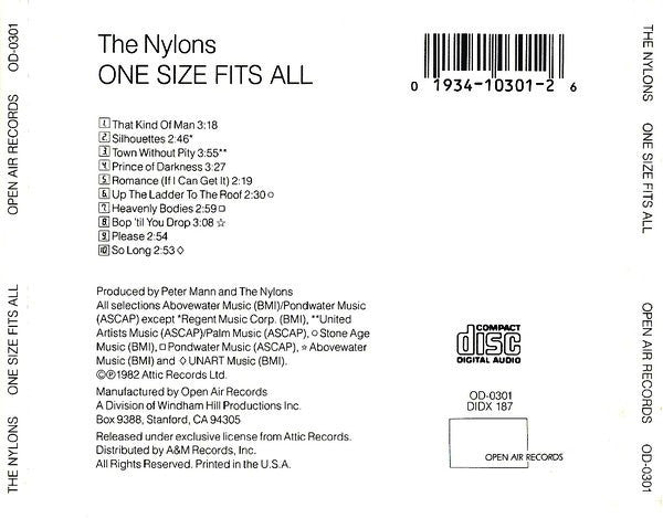 The Nylons : One Size Fits All (CD, Album, RE, RP, Dig)