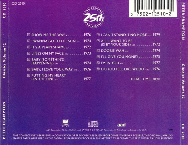 Peter Frampton : Classics Volume 12 (CD, Comp, Club, CRC)