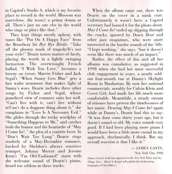 Blossom Dearie : May I Come In? (CD, Album, RE)