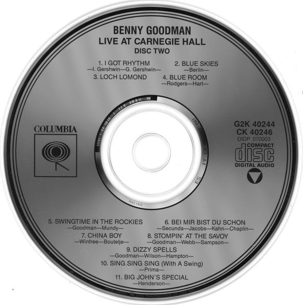Benny Goodman : Live At Carnegie Hall (2xCD, Album, Mono, RE, RM, RP)
