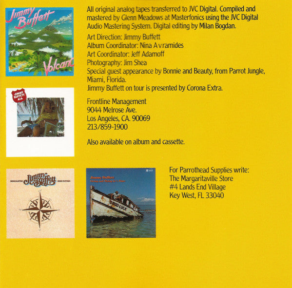 Jimmy Buffett : Songs You Know By Heart (Jimmy Buffett's Greatest Hit(s)) (CD, Comp, Club, RP)