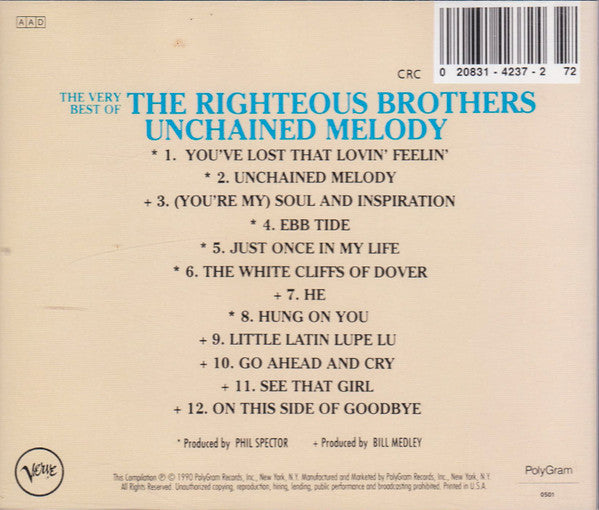 The Righteous Brothers : The Very Best Of The Righteous Brothers - Unchained Melody (CD, Comp, Club, RE)