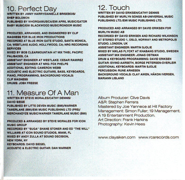 Clay Aiken - Measure Of A Man (CD) (VG) - Endless Media