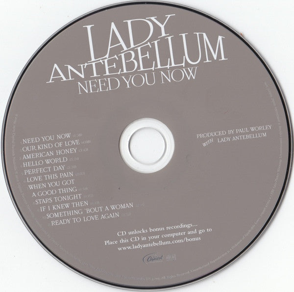 Lady Antebellum : Need You Now (HDCD, Album, Enh)