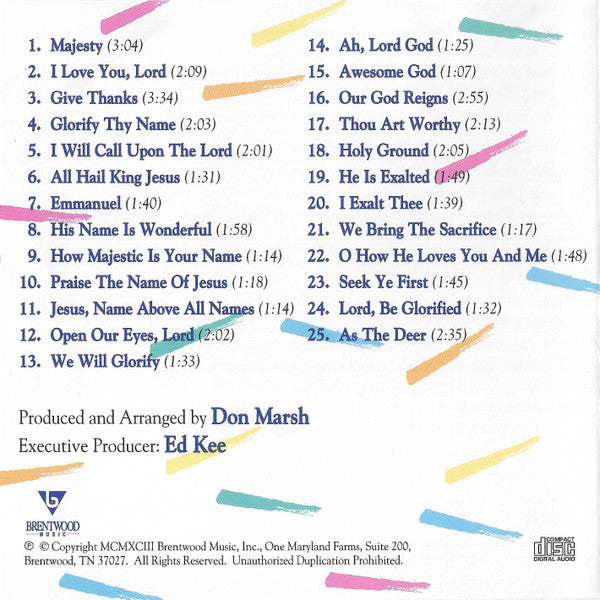 Don Marsh : America's 25 Favorite Praise & Worship Choruses (CD, Comp, Spl)