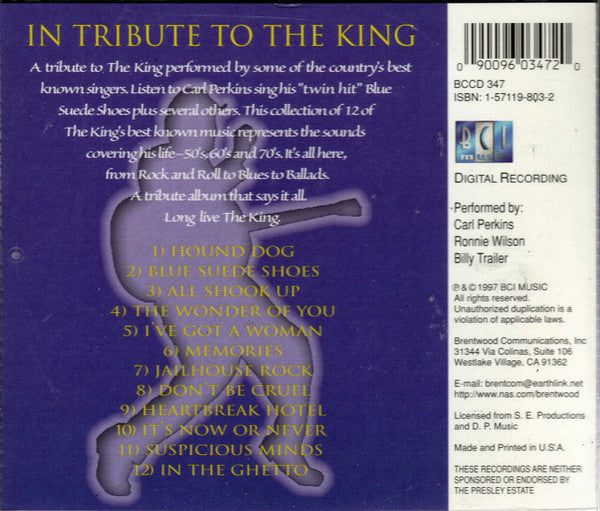 Carl Perkins / Ronnie Wilson (14) / Billy Trailer : Elvis (In Tribute To The King) (CD, Album)