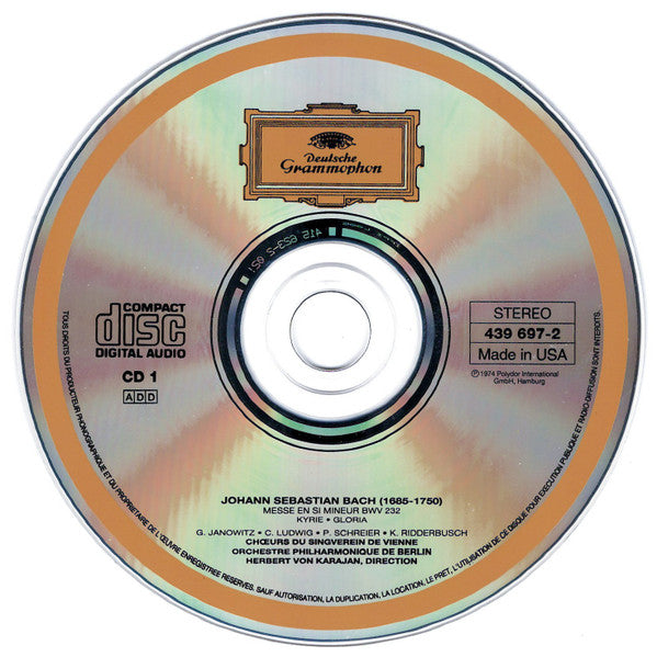 Johann Sebastian Bach - Herbert Von Karajan, Berliner Philharmoniker : Mass In B Minor (2xCD, Album, RE)