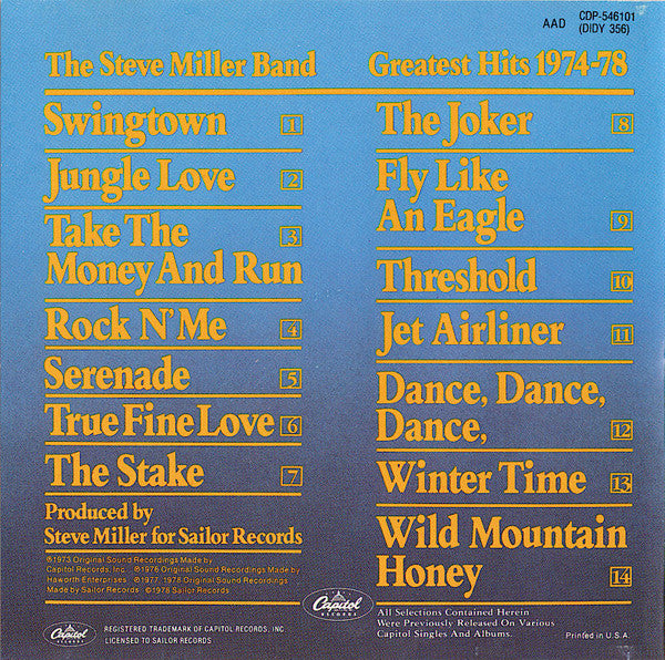 Steve Miller Band : Greatest Hits 1974-78 (CD, Comp, Club, RE)