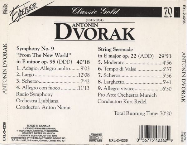Antonín Dvořák : Symphony No. 9 "From The New World" In E Minor Op. 95 / String Serenade in E Major Op. 22 (CD, Comp)