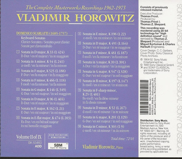 Vladimir Horowitz : The Celebrated Scarlatti Recordings (CD, Comp, Club, RE, RM, RP)