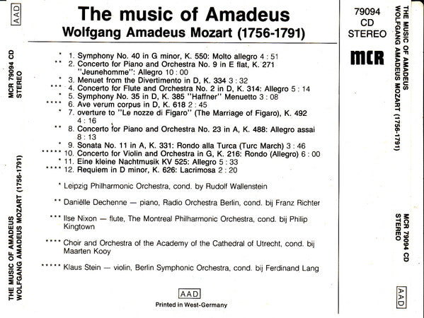 Wolfgang Amadeus Mozart - The Music Of Amadeus (CD) (VG+) - Endless Media