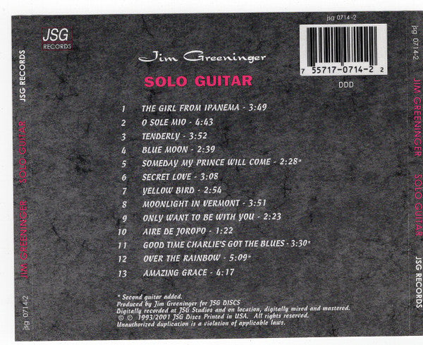 Jim Greeninger : Solo Guitar (CD, Album)