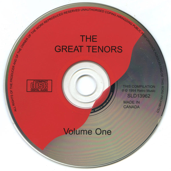 José Carreras & Luciano Pavarotti & Placido Domingo : The Great Tenors - Volume One (CD, Comp, RM)