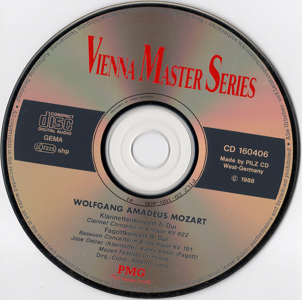 Wolfgang Amadeus Mozart - Joze Ostranc, Kamil Sreter, Mozart Festival Orchestra (2), Alberto Lizzio : Klarinettenkonzert A-Dur = Clarinet Concerto In A-Major KV 622, Fagottkonzert B-Dur = Bassoon Concerto In B Flat Major KV 191 (CD, Album)
