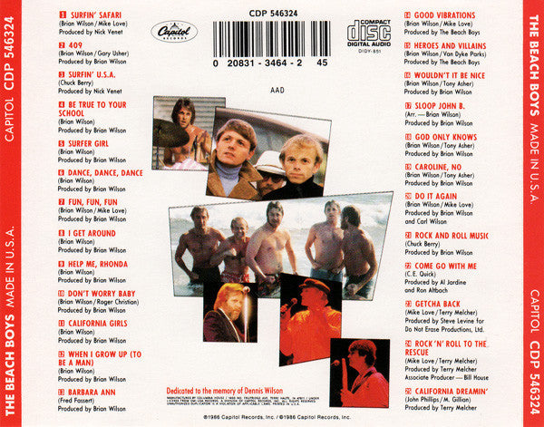 The Beach Boys : Made In U.S.A. (CD, Comp, Club, ARC)