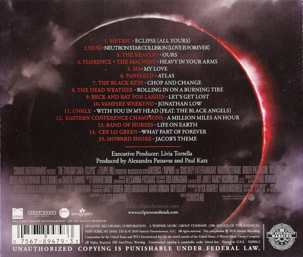 Various : The Twilight Saga: Eclipse (Original Motion Picture Soundtrack) (CD, Comp)