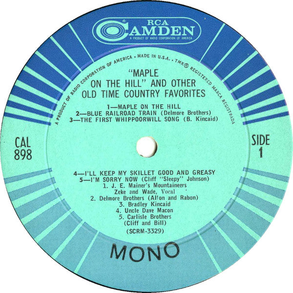 Various : Maple On The Hill (And Other Old Time Country Favorites) (LP, Comp, Mono, Lab)