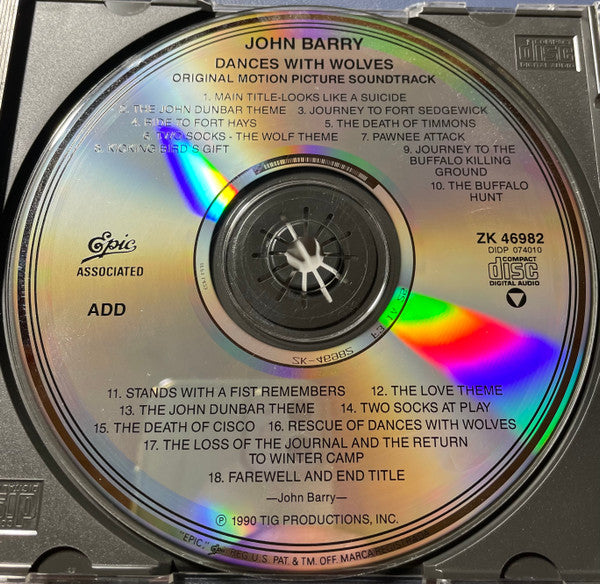 John Barry : Dances With Wolves (Original Motion Picture Soundtrack) (CD, Album, DID)