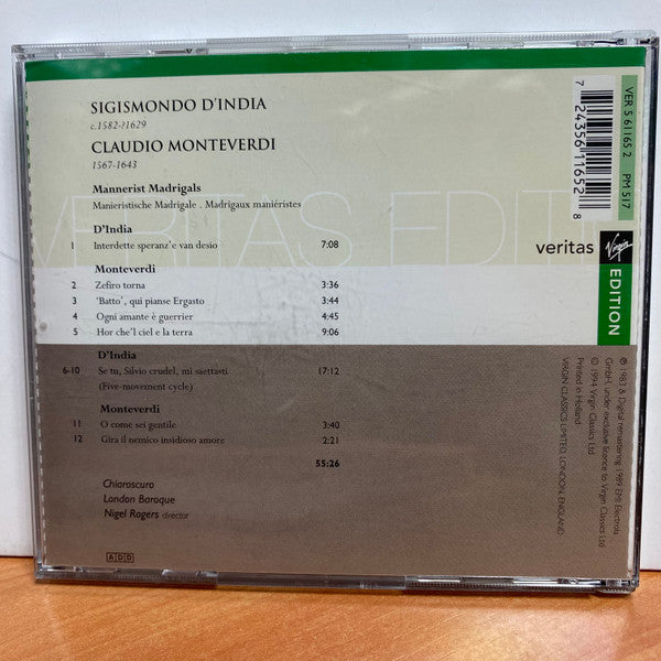 Claudio Monteverdi - Sigismondo D'India, Ensemble Chiaroscuro, Nigel Rogers - Manieristische Madrigale (CD) (VG+) - Endless Media
