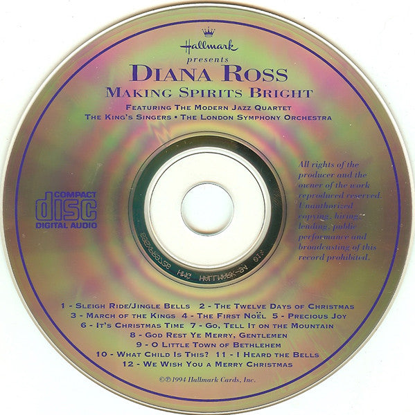 Diana Ross featuring The Modern Jazz Quartet, The King's Singers, London Symphony Orchestra - Making Spirits Bright (CD) (VG+) - Endless Media
