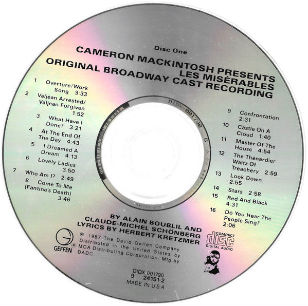 Cameron Mackintosh Presents Alain Boublil And Claude-Michel Schönberg : Les Misérables (Original Broadway Cast Recording) (2xCD, Album, RP)