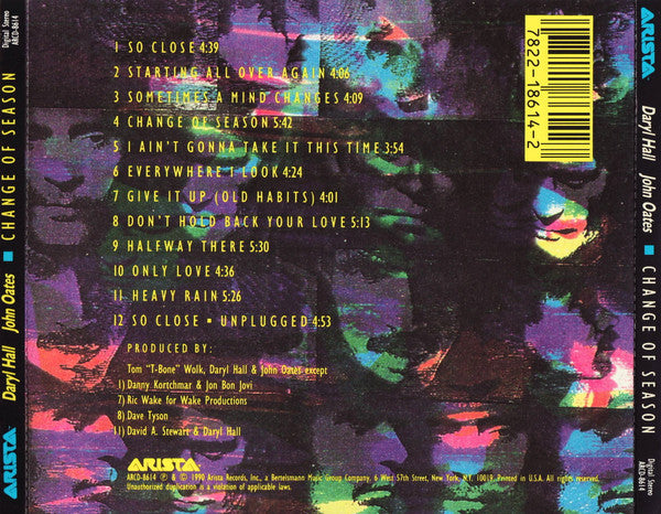 Daryl Hall & John Oates : Change Of Season (CD, Album)
