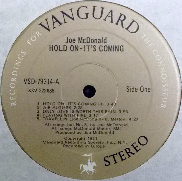 Country Joe McDonald : Hold On, It's Coming (LP, Album, Club, Pre)