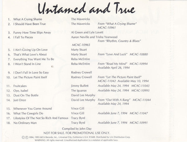 Various : Untamed And True - 1994 Volume One (CD, Promo, Smplr)