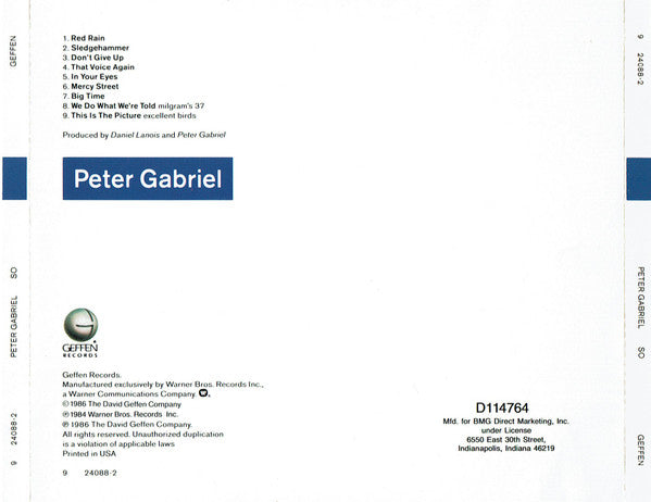 Peter Gabriel : So (CD, Album, Club, RE, Dis)