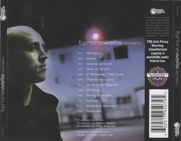 Tyrone Wells : Remain (CD, Album)