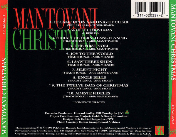 Mantovani And His Orchestra : Mantovani Christmas (CD, Comp)