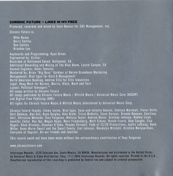 Chronic Future : Lines In My Face (CD, Album)