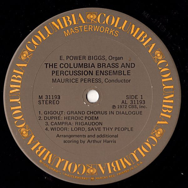 E. Power Biggs, The Columbia Brass And Percussion Ensemble, Maurice Peress - Music For Organ, Brass And Percussion (LP) (VG) - Endless Media