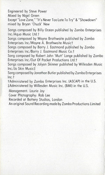 Billy Ocean : Love Zone (Cass, Album, Club, CRC)